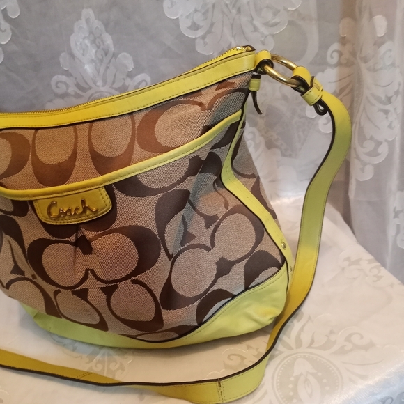 Coach Brown and Lime Green Bag Hobo Y2K Handbag - Picture 3 of 16